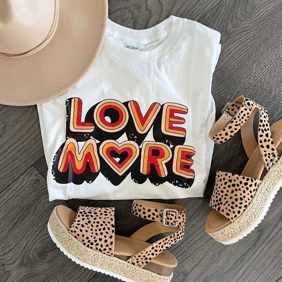 Boho LOVE MORE White Graphic T-Shirt Tee - Picture 2 of 7